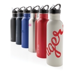 Branded stainless steel bottle with spout, 710 ml navy-blue colour