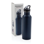 Branded stainless steel bottle with spout, 710 ml navy-blue colour