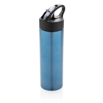 Stainless steel sports bottles with straw, 500 ml blue colour