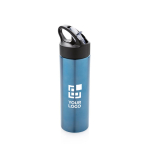 Stainless steel sports bottles with straw, 500 ml blue colour