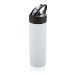 Stainless steel sports bottles with straw, 500 ml white colour