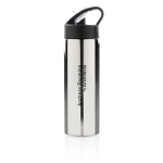 Stainless steel sports bottles with straw, 500 ml silver colour