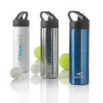 Stainless steel sports bottles with straw, 500 ml silver colour