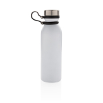 Thermal bottle with logo and silicone carry loop, 600 ml white colour