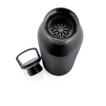 Bottle with infuser lid and wide opening for ice, 600 ml black colour