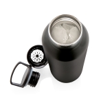 Bottle with infuser lid and wide opening for ice, 600 ml black colour