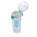 Tritan water bottle with fruit infuser, 700 ml turquoise colour