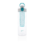Tritan water bottle with fruit infuser, 700 ml turquoise colour view with logo