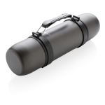 Corporate stainless steel thermos with two cups, 700 ml dark grey colour