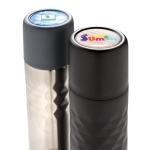 Modern design personalised steel thermos, 500 ml grey colour