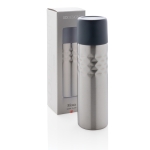Modern design personalised steel thermos, 500 ml grey colour
