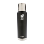 Large corporate thermal bottle with protective coating, 1 L, Swiss Peak black colour