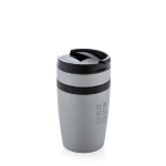 Compact promotional thermal mug with silicone band, 280 ml grey colour
