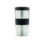Stainless steel thermal mugs with silicone strap, 300 ml silver colour