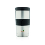 Stainless steel thermal mugs with silicone strap, 300 ml silver colour