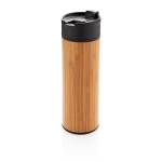 Elegant bamboo thermal mug with anti-drip lid, 450 ml wood colour