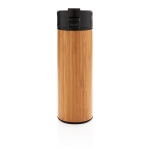 Elegant bamboo thermal mug with anti-drip lid, 450 ml wood colour