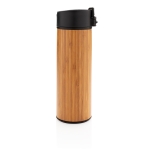 Elegant bamboo thermal mug with anti-drip lid, 450 ml wood colour