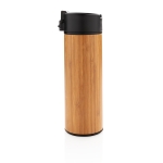 Elegant bamboo thermal mug with anti-drip lid, 450 ml wood colour
