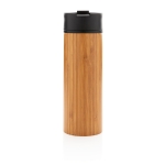 Elegant bamboo thermal mug with anti-drip lid, 450 ml wood colour