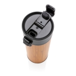 Elegant bamboo thermal mug with anti-drip lid, 450 ml wood colour