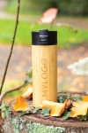 Elegant bamboo thermal mug with anti-drip lid, 450 ml wood colour