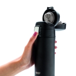Small printed stainless steel thermos, 300 ml, Swiss Peak black colour