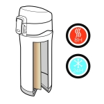 Small printed stainless steel thermos, 300 ml, Swiss Peak black colour