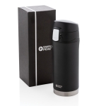 Small printed stainless steel thermos, 300 ml, Swiss Peak black colour