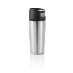 Printed thermal mugs with one-touch opening, 300 ml silver colour