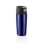 Printed thermal mugs with one-touch opening, 300 ml dark blue colour