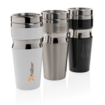 Thermal tumblers in steel and plastic with ergonomic design, 350 ml black colour