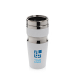 Thermal tumblers in steel and plastic with ergonomic design, 350 ml white colour
