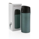 Thermal mugs with easy-open anti-drip system, 300 ml dark green colour