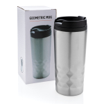 Geometric thermal mug with insulated function, 300 ml silver colour