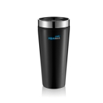 Branded thermal mug from steel with PP inner, 350 ml black colour
