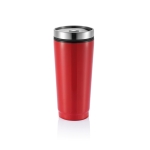 Branded thermal mug from steel with PP inner, 350 ml red colour