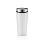 Branded thermal mug from steel with PP inner, 350 ml white colour