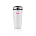 Branded thermal mug from steel with PP inner, 350 ml white colour