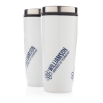 Branded thermal mug from steel with PP inner, 350 ml white colour