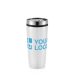 Branded thermal mug from steel with PP inner, 350 ml white colour