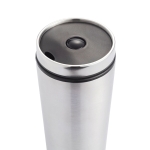 Branded thermal mug from steel with PP inner, 350 ml silver colour
