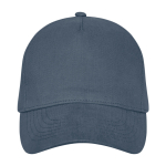 Cotton cap with buckle, 260 g/m² cyan blue colour second front view