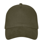 Cotton cap with buckle, 260 g/m² dark green colour second front view