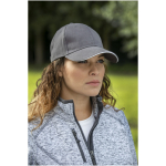 Branded 6-panel cotton cap, 260 g/m² with buckle dark grey colour lifestyle image