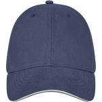 Branded 6-panel cotton cap, 260 g/m² with buckle navy-blue colour