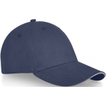 Branded 6-panel cotton cap, 260 g/m² with buckle navy-blue colour side view