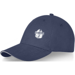 Branded 6-panel cotton cap, 260 g/m² with buckle navy-blue colour transfer printing view