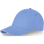 6-panel cotton cap, 260 g/m² with buckle light blue colour
