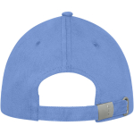 6-panel cotton cap, 260 g/m² with buckle light blue colour second rear view